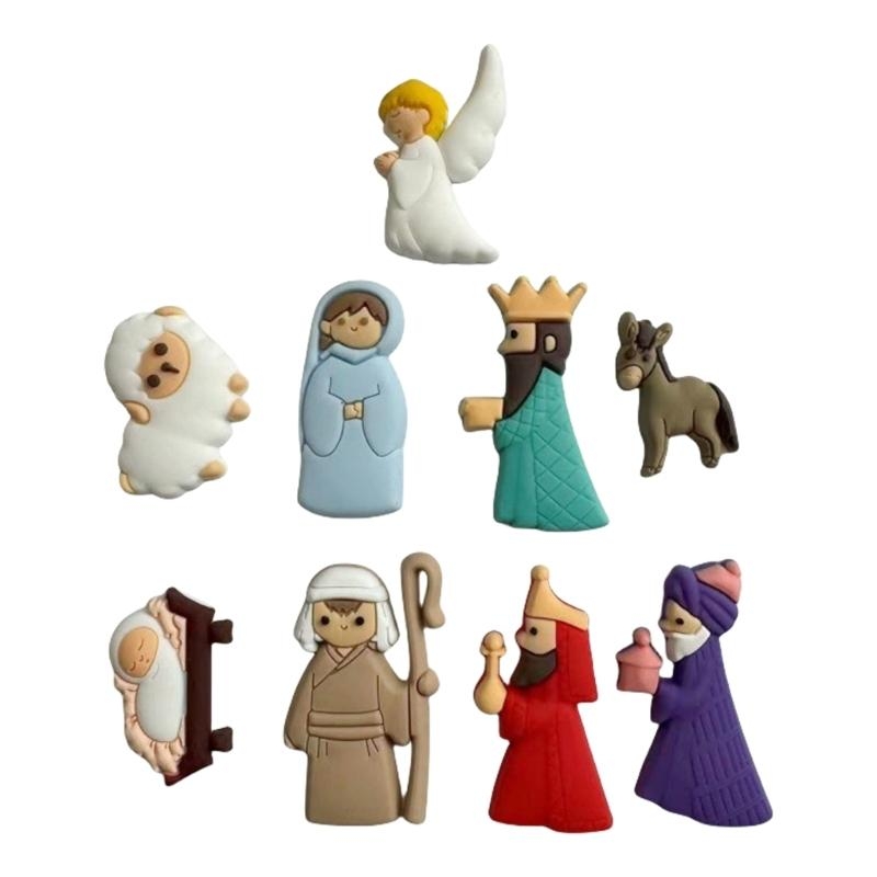 Christmas Craft Embellishment - G6KF 9pcs/set patch scena natività in