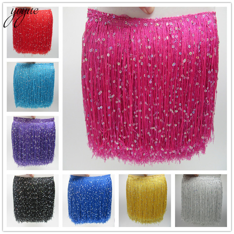 Fringe Ribbon Sewing - YOYUE 1Yard 20CM Lungo Poliestere Paillettes