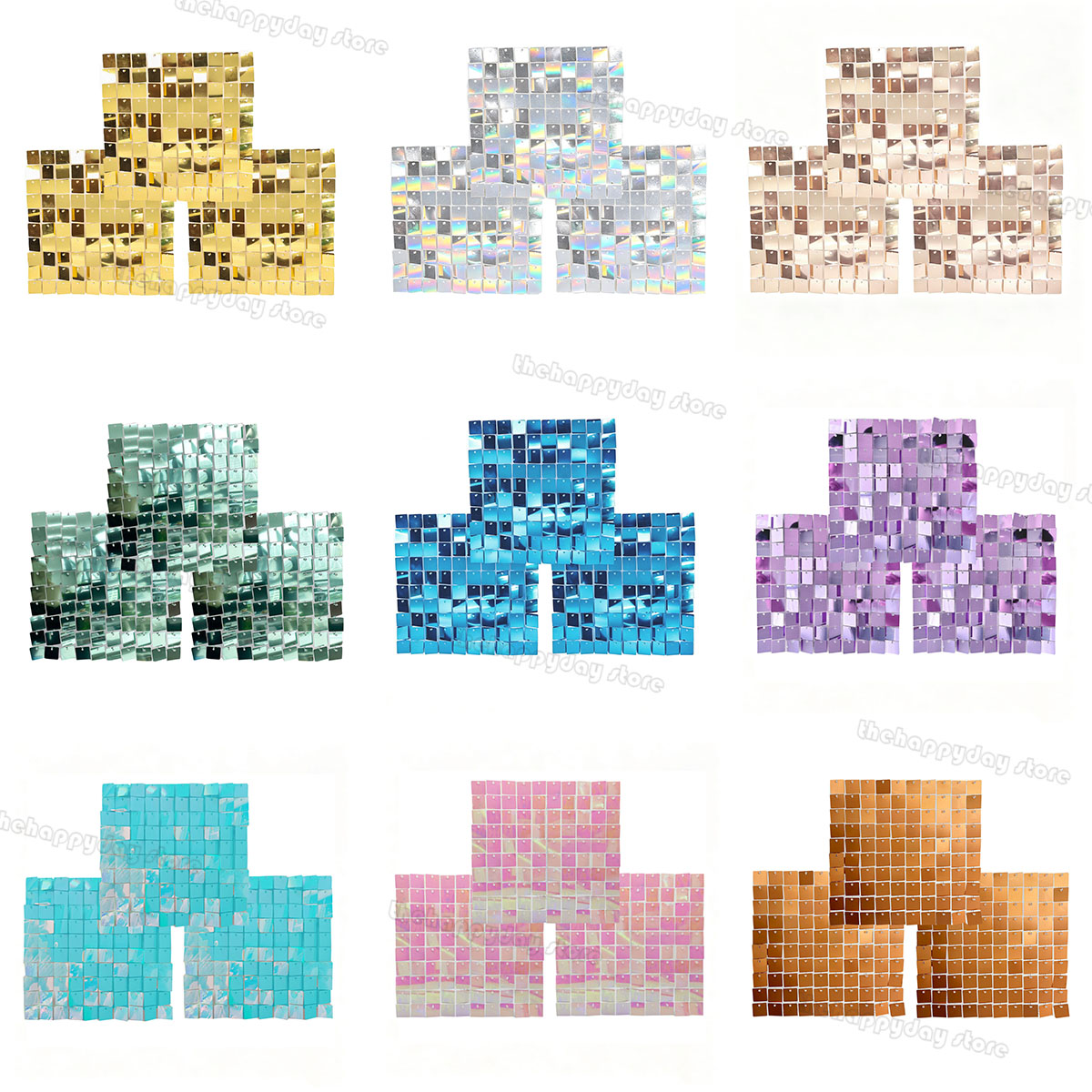 Sequin Fabric Panel - Set di 18-3 Pannelli Scintillanti per