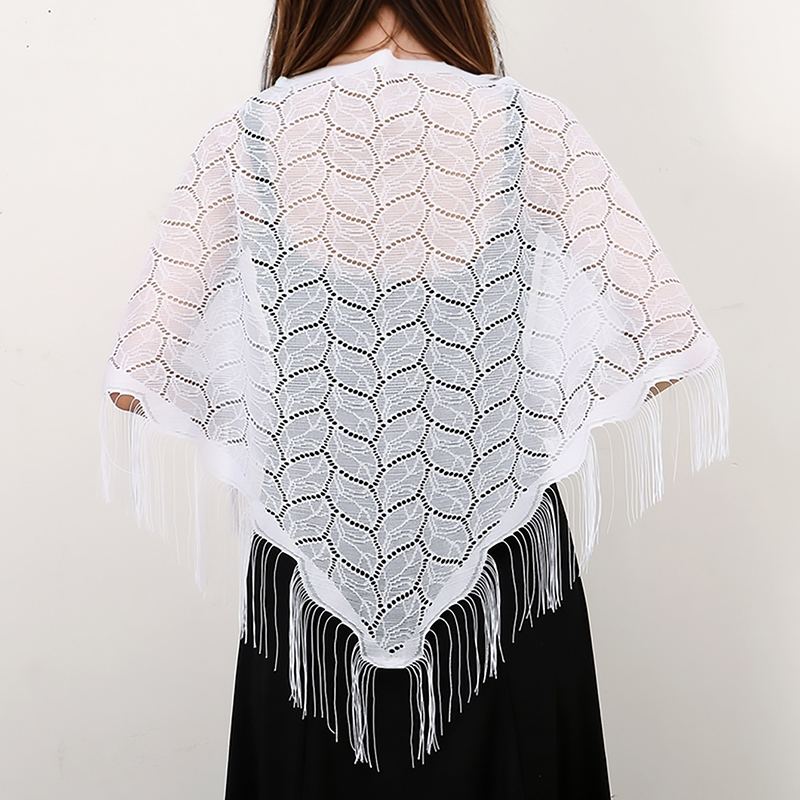 Tassel Fringe Trim - Sciarpa triangolare con nappe eleganti Scialli