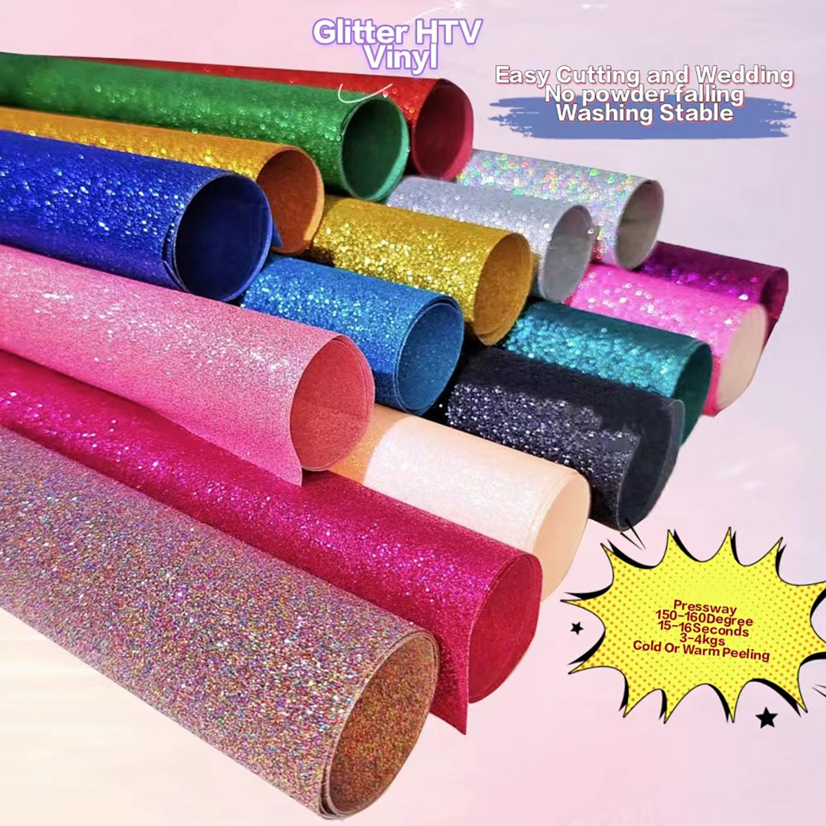 Glitter Vinyl Roll - CHEONET HTV - Vinile Termoadesivo Glitterato