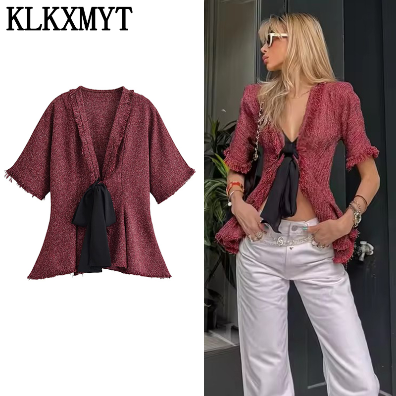 Tassel Fringe Trim - KLKXMYT Elegante Camicia da Donna con